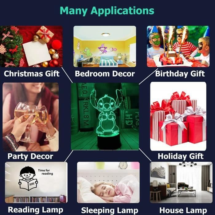 Disney-Veilleuse LED Stitch pour enfants, lampe Anime, figurine d'action,  protection des yeux, chargement USB, jouet modèle, cadeau d'anniversaire