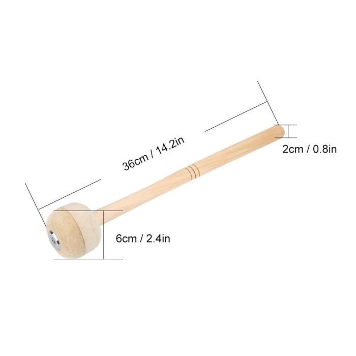 Paire De Mailloches (baguettes) Pour Grosse Caisse - Tête En Feutre De Laine, Manche En Bois D'érable - 32 Cm - Pour Percussion, Xylophone, Marimba