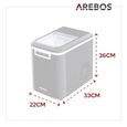 AREBOS Machine à glaçons | 12 kg / 24 h | 10-15 minutes de production | 2 tailles de glaçons | Réservoir d'eau de 2,2 litres | Noir-4