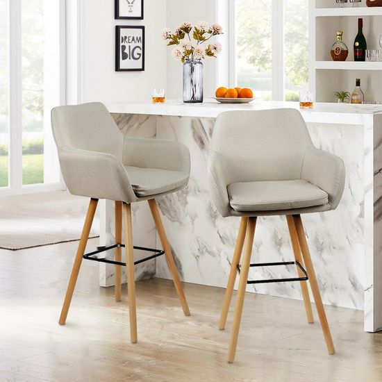 Lot De 2 Tabouret De Bar-Tabouret De Comptoir Avec Dossier Et Repose-En Similicuir Et Métal-Brun - Tabouret