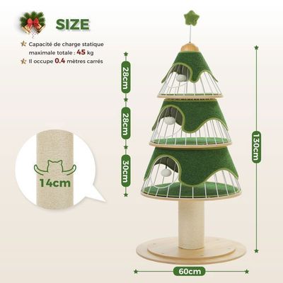 PawHut Arbre à Chat Tour Multi-Niveaux Maison Pour Chaton Avec Poteau à Griffer, Gris