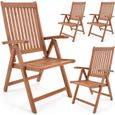 Set de 4 chaises pliantes en bois d'eucalyptus - DEUBA - Vanamo - Dossier réglable - Marron-0