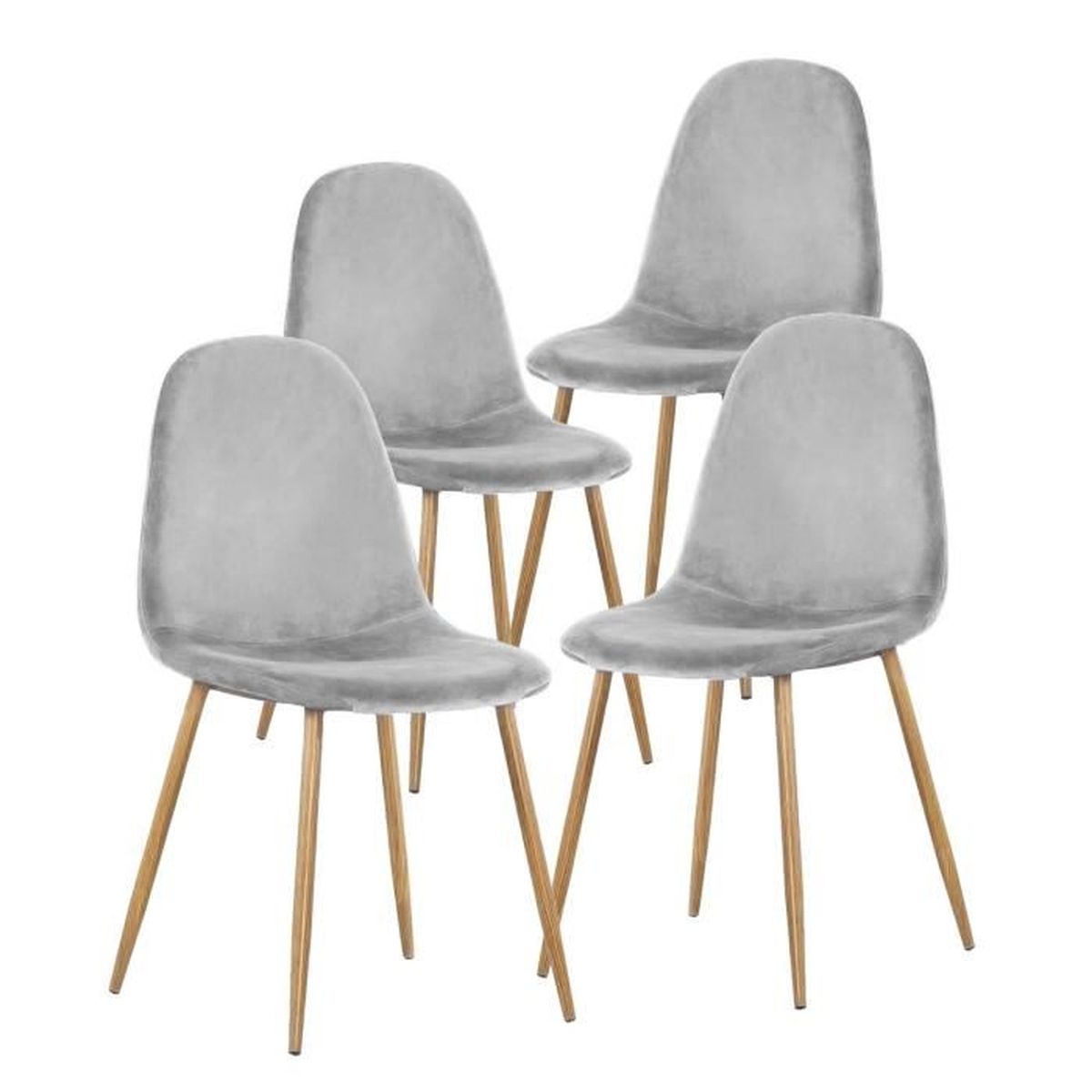 JEOBEST® LOT DE 7 CHAISES SCANDINAVES VELOURS GRIS - L 73 x P 7 JEOBEST® LOT DE 7 CHAISES SCANDINAVES VELOURS GRIS - L 73 x P 7