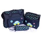 FOXNOVO Ensemble 4en1 Sac à langer Sac de couches étanche et grande capacité sac voyage promenade pour maman motif voiture