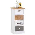 IDIMEX Chiffonnier SALVA H 77 cm en bois massif blanc, gris et brun 4 tiroirs commode petit meuble de rangement haut