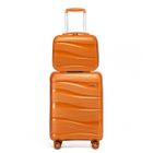 KONO Set de 2 Valises Cabine Rigide 55x40x20cm Ultra Légère Valises de Voyage à 4 roulettes + Serrure TSA & Portable Vanity Case, Orange