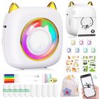 QVIIDBVB Mini Imprimante Photo Portable, Bluetooth Imprimante Thermique Sans Fil avec 13 Rouleaux de Papier, LED à Sept Couleurs