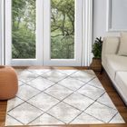 SURYA Tapis de Salon à Poils Courts Doux Scandinave Moderne GAIA 120x170cm Blanc/Gris