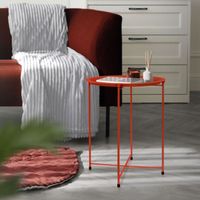 Table d'Appoint Ronde en Métal Revêtu par Poudre - ML-Design - Rouge - Ø 43 cm x H 52 cm