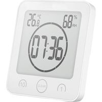 Horloge de Salle de Bain Minuteries Écran LCD numérique Thermomètre Hygromètre Température D'humidité - Blanc