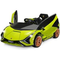 Lamborghini SIAN Voiture Électrique 12V/4,5 Ah pour Enfants 3-8 Ans,Télécommande 2.4G, 2 Moteur, MP3, USB, TF, Radio, Récit, Vert