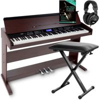 Piano numérique synthétiseur- FunKey DP-88 II - 88 touches dynamique 360 sons, USB - Set avec Economy banquette et casque - Brun