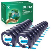 20 GREENSKY Compatible pour Dymo LetraTag Ruban Plastique 91205, 12mm x 4 m,pour Dymo LetraTag LT-100H,  noir sur bleu