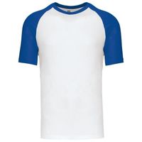 T-shirt bicolore baseball - Homme - K330 - blanc et bleu roi