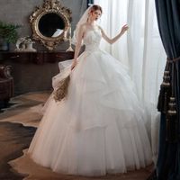 Principales robes de mariée 2021 nouvelle mariée poitrine super fée rêve simple mariage floral porte fil Mori système de fil