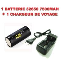®cBOX kit de 1 Batterie rechargeables 32650 7500mAh + 1 chargeur de voyage