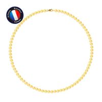 PERLINEA - Collier Perle de Culture d'Eau Douce AAA+ - Ronde 5-6 mm - Gold - Or Jaune - Bijoux Femme