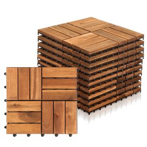 REVETEMENT EN PLANCHE Clanmacy Lot de 11 dalles en bois d'acacia 1m² cla