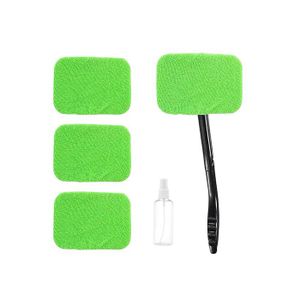 Nettoyeur De Vitres Voiture (lot De 3) - Poignée Extensible, Tête Pivotante 180°, 2 Tampons Microfibre Réutilisables