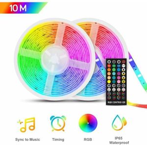 Wefomey 10M COB Ruban LED Blanc Chaud 3000K 324LED/M CRI>90 Haute Luminosité 24V Dimmable avec Télécommande et Alimentation, Pour Maison Chambre Miroi Décorer