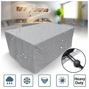 Housse Meubles Jardin Carré 150x150x75 Cm – Bâche 420D Oxford Imperméable Anti-UV Anti-Vent, Protection Table & Chaises Extérieur Toute L'Année