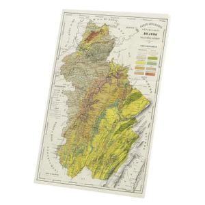 OBJET DÉCORATION MURALE Tableau Décoratif  39 Jura Département Carte Géologique Ancienne France Région (30 cm x 46 cm)