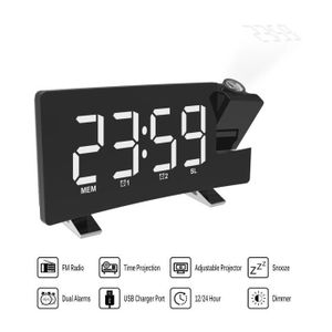 PICTEK R/éveil Num/érique Blanc R/éveil Digitale 13cm LED Ecran Incurv/é Op/ération Simple 3 Sons dAlarme 5 Luminosit/é Variable et 2 Volume Ajustable Fonction Snooze