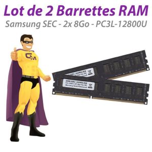MÉMOIRE RAM 16Go 2x 8Go RAM Samsung SEC DIMM DDR3 PC3L-12800U 