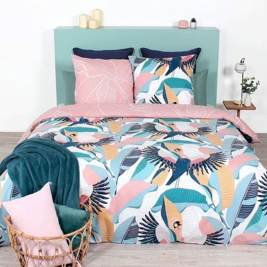 Gezu Parure de lit 140x200 Rose Bambou Tencel Lyocell Antibactérien Housse de Couette Soie Lisse Soyeux Brillant Naturel Bambou Linge de Lit Adulte avec Fermeture Éclair et 1 Taie d'oreiller 65x65