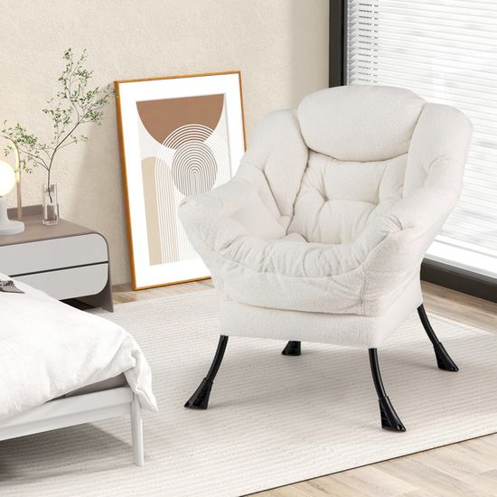 FAUTEUIL RELAX Avec Repose-Pieds RELAX4LIFE | Assise Confortable & Poche Latérale | Pour Salon/Chambre Bureau - Beige