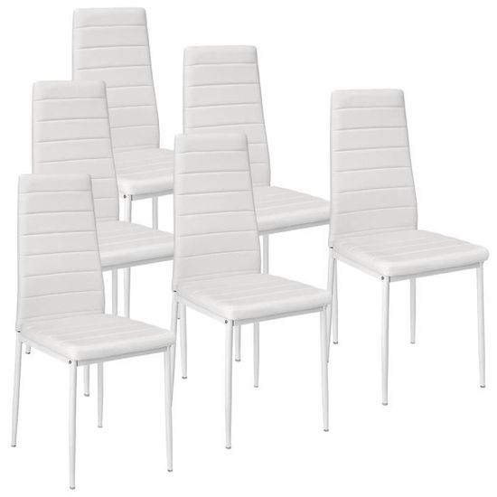 Chaise de salle à manger horizontale - HOMBUY - Blanc - Lot de 6
