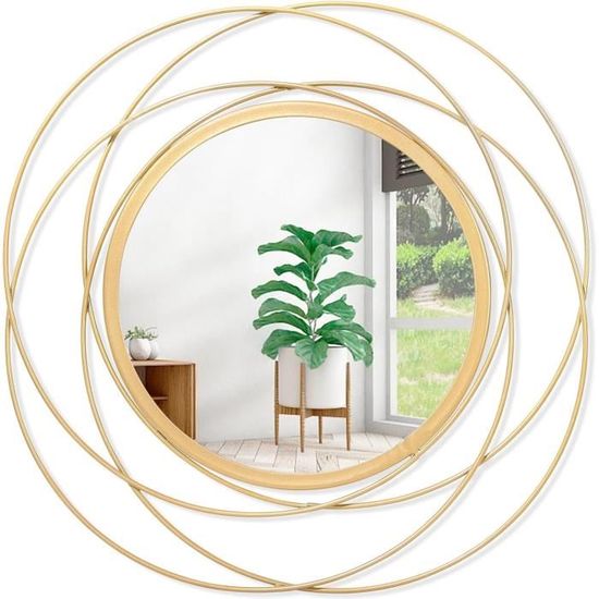 Miroir Rond Mural Décoratif Avec Cadre En Caoutchouc - Couleur Corail, Design Umbra