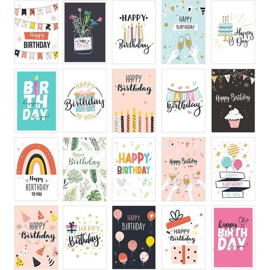 42 cartes d'anniversaire et cartes postales vintage, lot