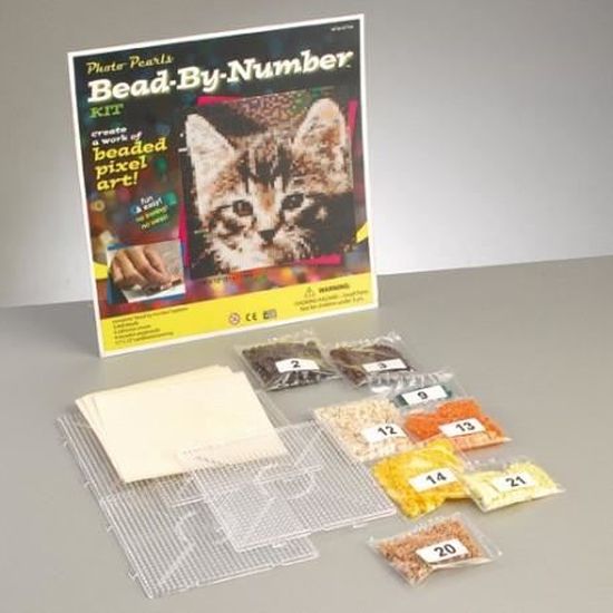 Bead By Number Kit De 3 600 Perles Tubulaires A Coller Modele Chaton Unique Cdiscount Jeux Jouets