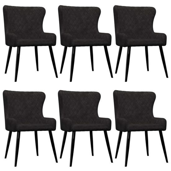 &&7934Lot de 6 Chaises de salle à manger Chaises de Salon Design Scandinave - Ensemble de 6 Fauteuil chaises Noir Velours