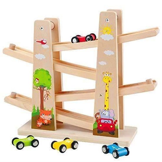 Jouet En Bois Pour Bebe Enfant Jouet De Voiture Rampe De Course De La Forets Circuit Zig Zag Avec Parking 4 Voitures Cdiscount Jeux Jouets
