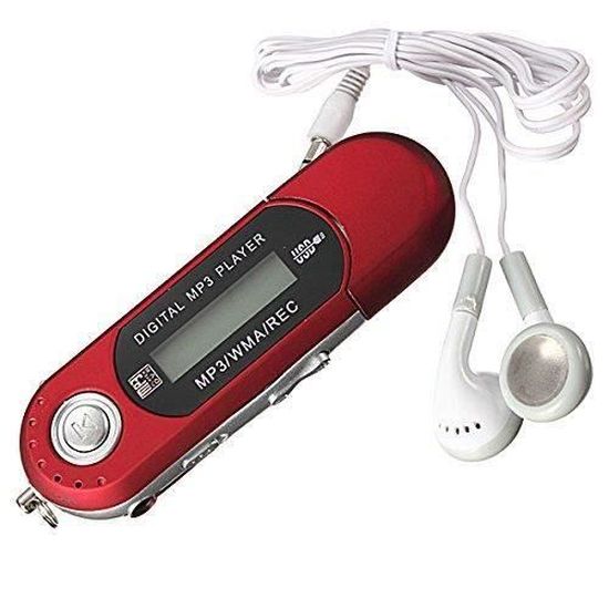 Lecteur Baladeur MP3 Player FM rouge - 8G - Cle USB
