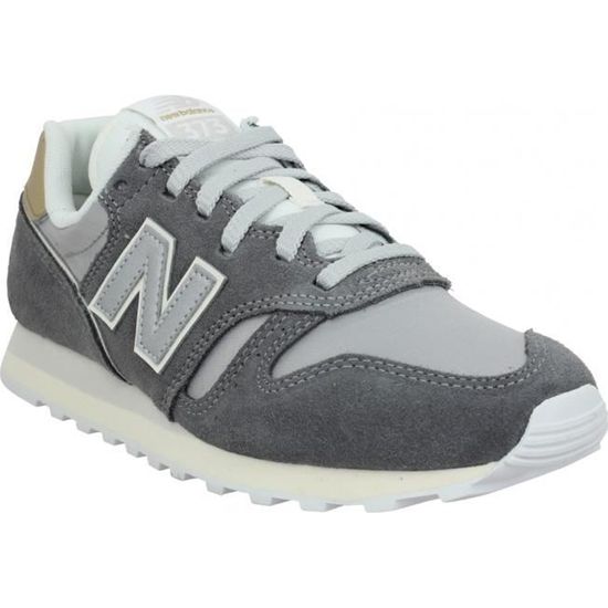 Baskets 373 Femme NEW BALANCE Gris Textile Lacets Plat