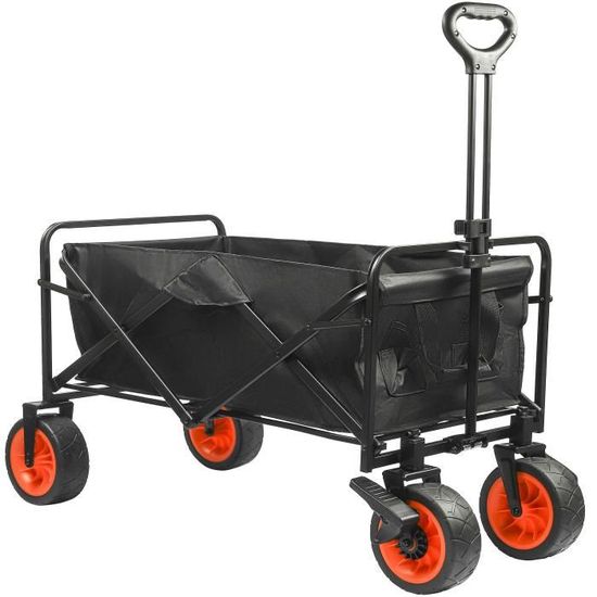 Chariot De Plage Roue Gonflable Chariot Pliable Healfith 145L - Charge 150kg - Roues Tout-Terrain - Camping, Plage, Jardin Chariot Pliable Roues