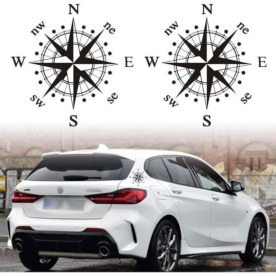 Autocollant Boussole Pour Voiture - 15,5 Cm - Vinyle Décoratif Universel - Noir