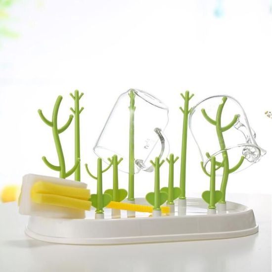 Égouttoir Biberons Arbre - Séchoir Accessoires Bébé Avec Bac D'Égouttement - Design Moderne