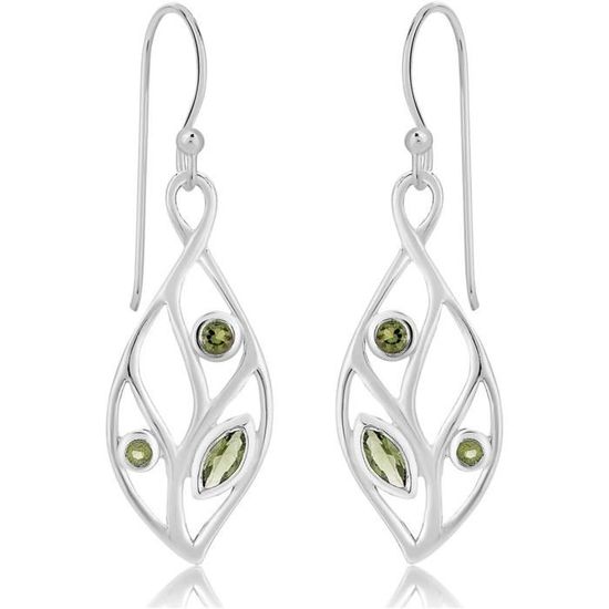 Boucles D'oreilles Crochet En Laiton Plaqué Argent 925 Avec Topaze Jaune - Fait Main En Inde