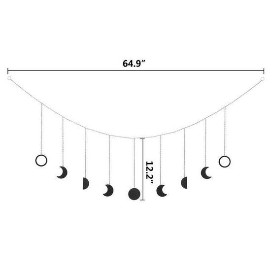 Déco Murale Boho Guirlande Phase De Lune Dorée - - 134cm - Métal Et Chaîne - Pour Chambre Et Salon Art Mural Lune Doré Chaînes Déco Murale Boho Guirlande Phase De Lune Dorée - - 134cm - Métal Et Chaîne - Pour Chambre Et Salon Art Mural Lune Doré Chaînes