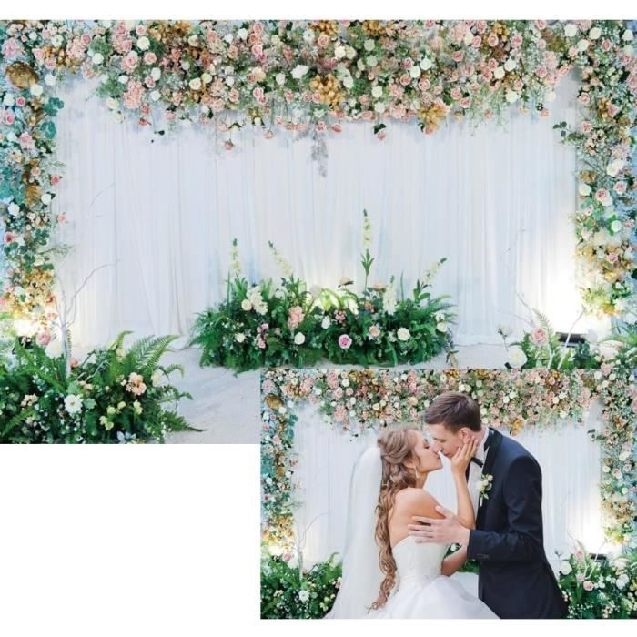 Mariage Floral Mur Toile de Fond 3x2m Fleurs Blanches Rideau Photo Fond ...