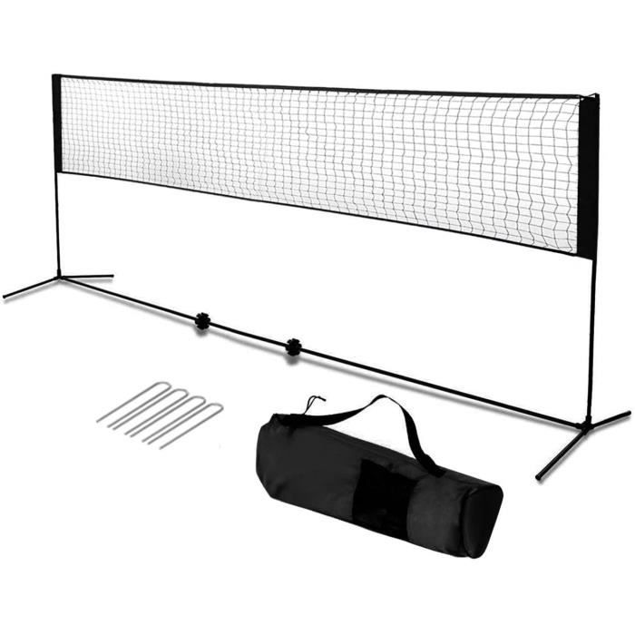 AMZDEAL Filet de badminton - Filet de Tennis - Filet de Volleyball 4.2 M Pliable & Réglable en Hauteur 87 -155 cm - Noir