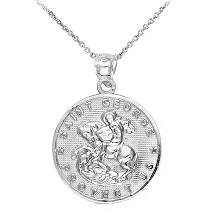 Chaine De Cou Vendue Seule CUVXZ Femmes Argent 925 Saint George Médaille protection Charm collier pendentif