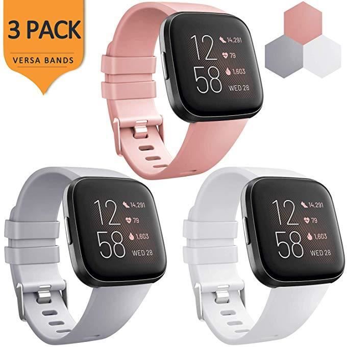 Montre connectée,Bracelet 3 pièces pour Fitbit Versa bracelet en Silicone souple à 2 bandes bracelet de montre de - Type 6-S