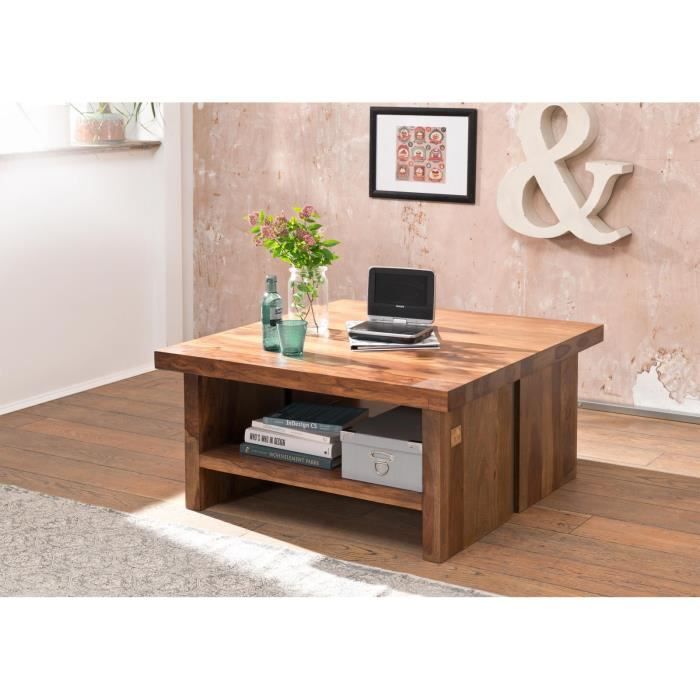 Table basse carrée 90x90cm - Bois massif de palissandre laqué (Noble Unique) - SYDNEY #120