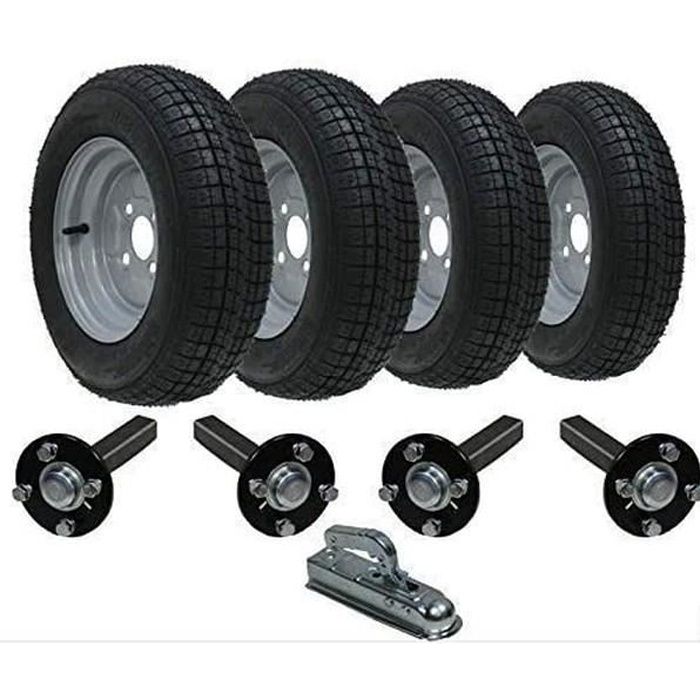 Parnells Haute Vitesse Double Essieu Remorque Kit 145R10 Route Légal Roues Hub & Goujon Essieu, Attelage