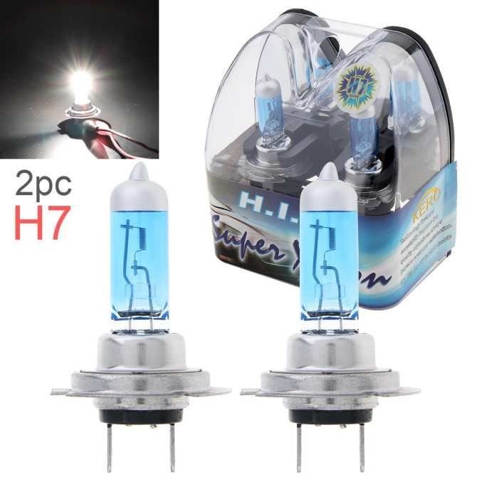 Une paire 12V H7 55W 6000K Blanc Light Super Bright Lampe halogène Lampe à halogène automatique